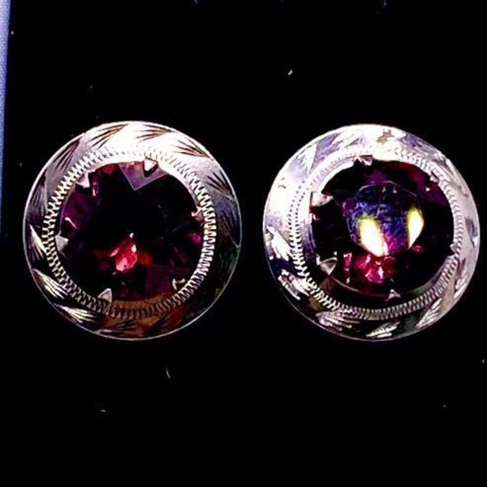 ACO# Beautiful Vintage Amethyst & Sterling Silver Earrings